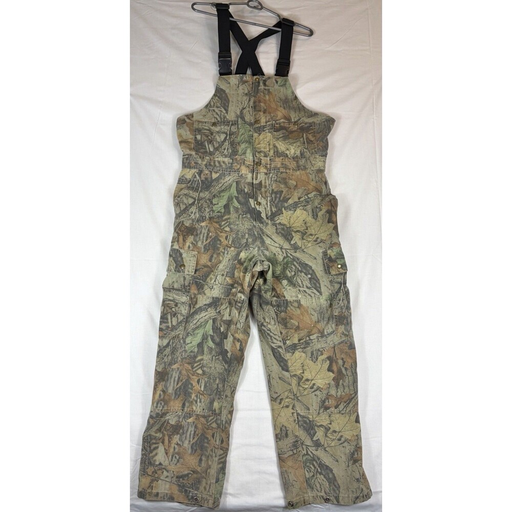 Cabelas Camouflage Bibs Cargo Pockets Faded Hunting Outdoors Men’s Large x 30”